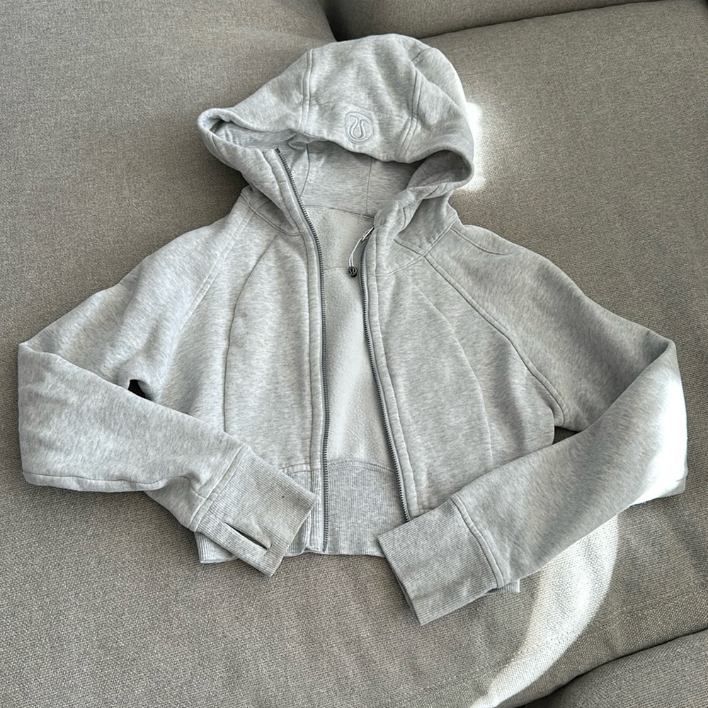 Lululemon, gray cropped hoodie, size 0